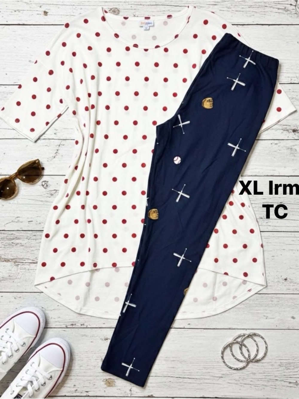White Red Polka Dot Irma & TC leggings Lularoe